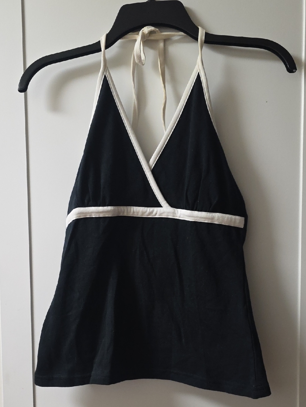 SO Black Halter Tank Top with  White Trim